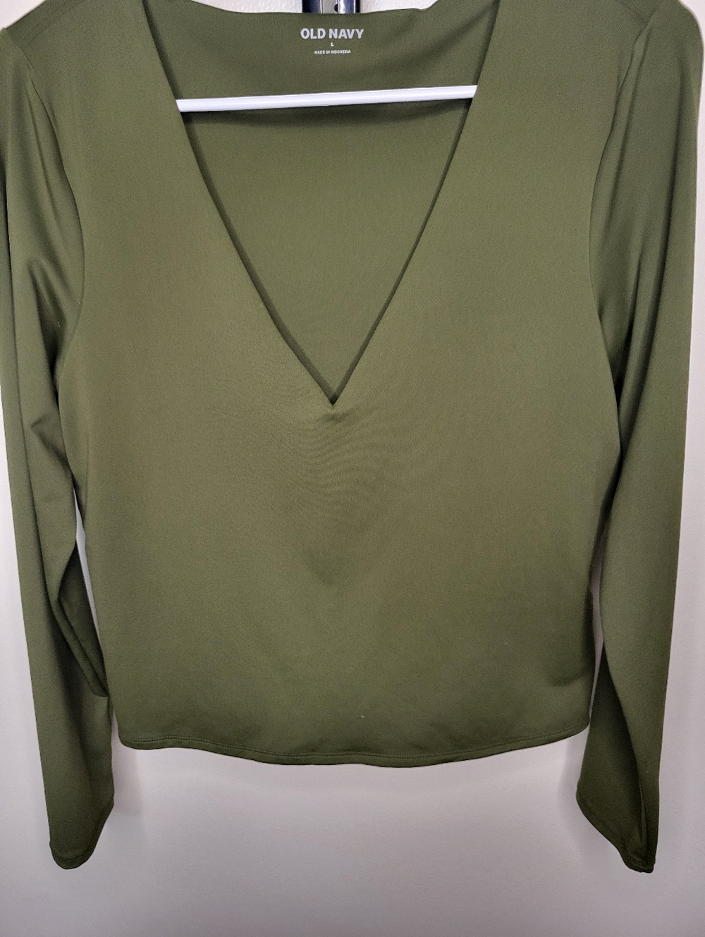 Old Navy Olive Green V-Neck Long Sleeve Top